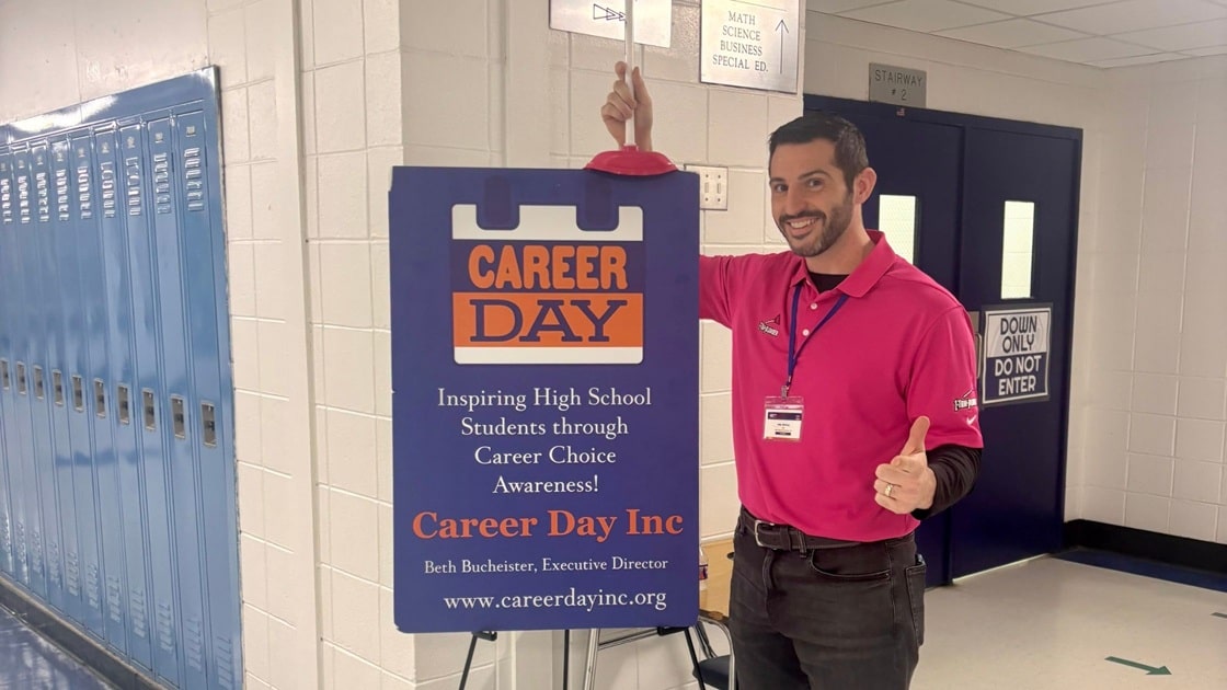 phil depaul with career day sign