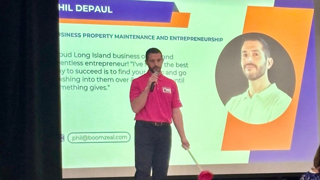 phil depaul speaking to students at career day